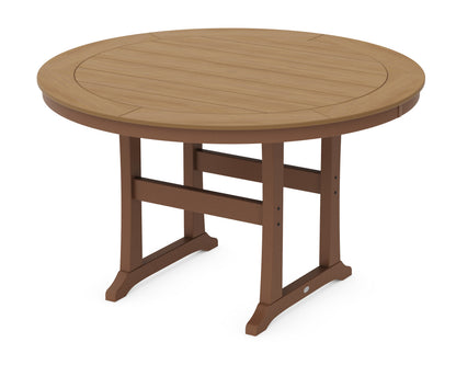 POLYWOOD® Nautical Trestle 60" Round Counter Table in Teak / Natural