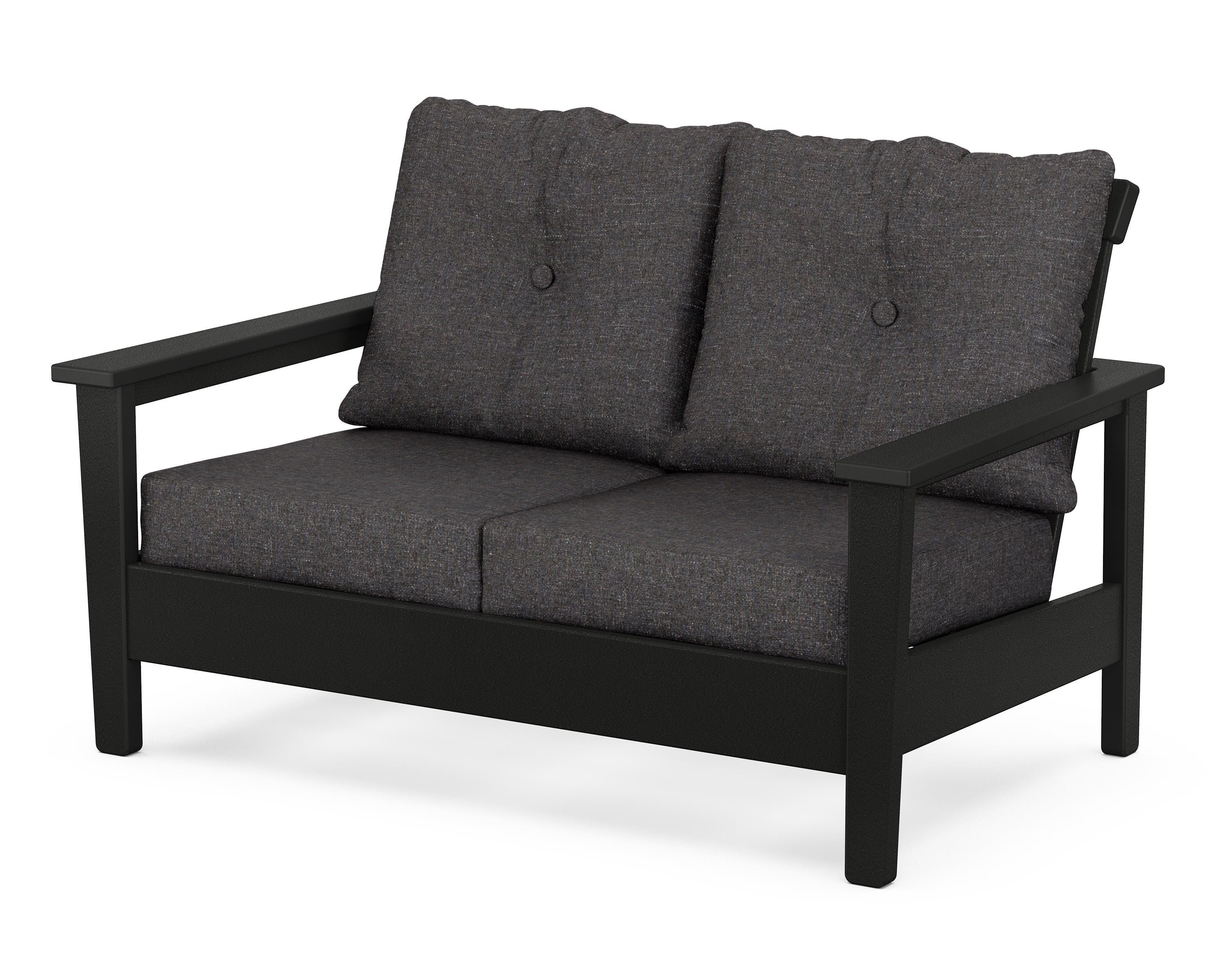 POLYWOOD® Prescott Deep Seating Loveseat in Black / Ash Charcoal
