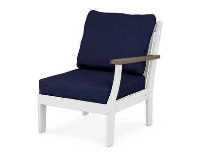 POLYWOOD® Braxton Modular Right Arm Chair in White / Kona / Navy
