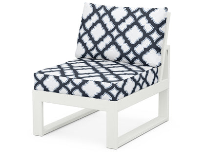 Unbranded Modular Armless Chair in Vintage White / Trellis Marine Indigo