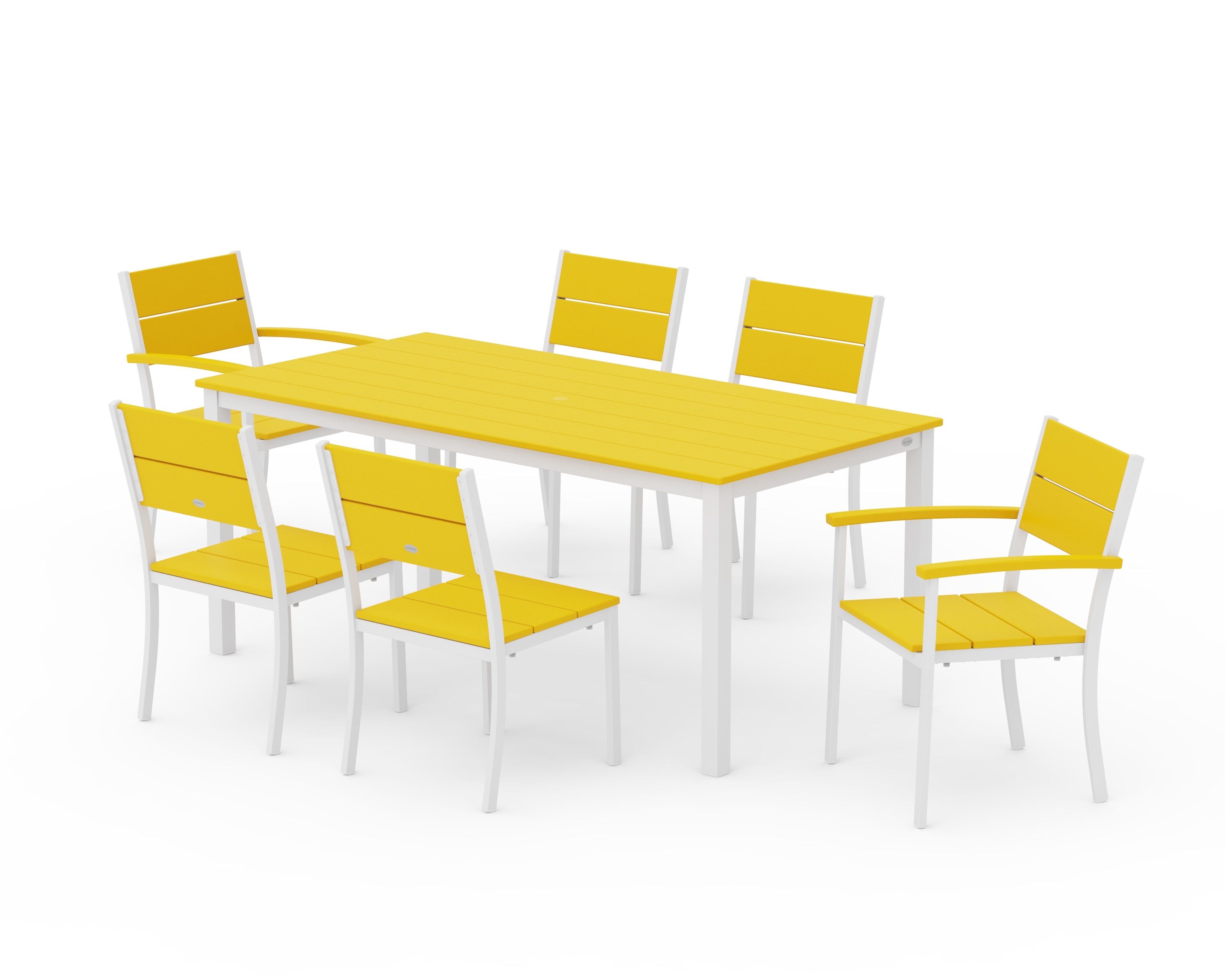 POLYWOOD® Main Street 7-Piece Dining Set in White / Lemon