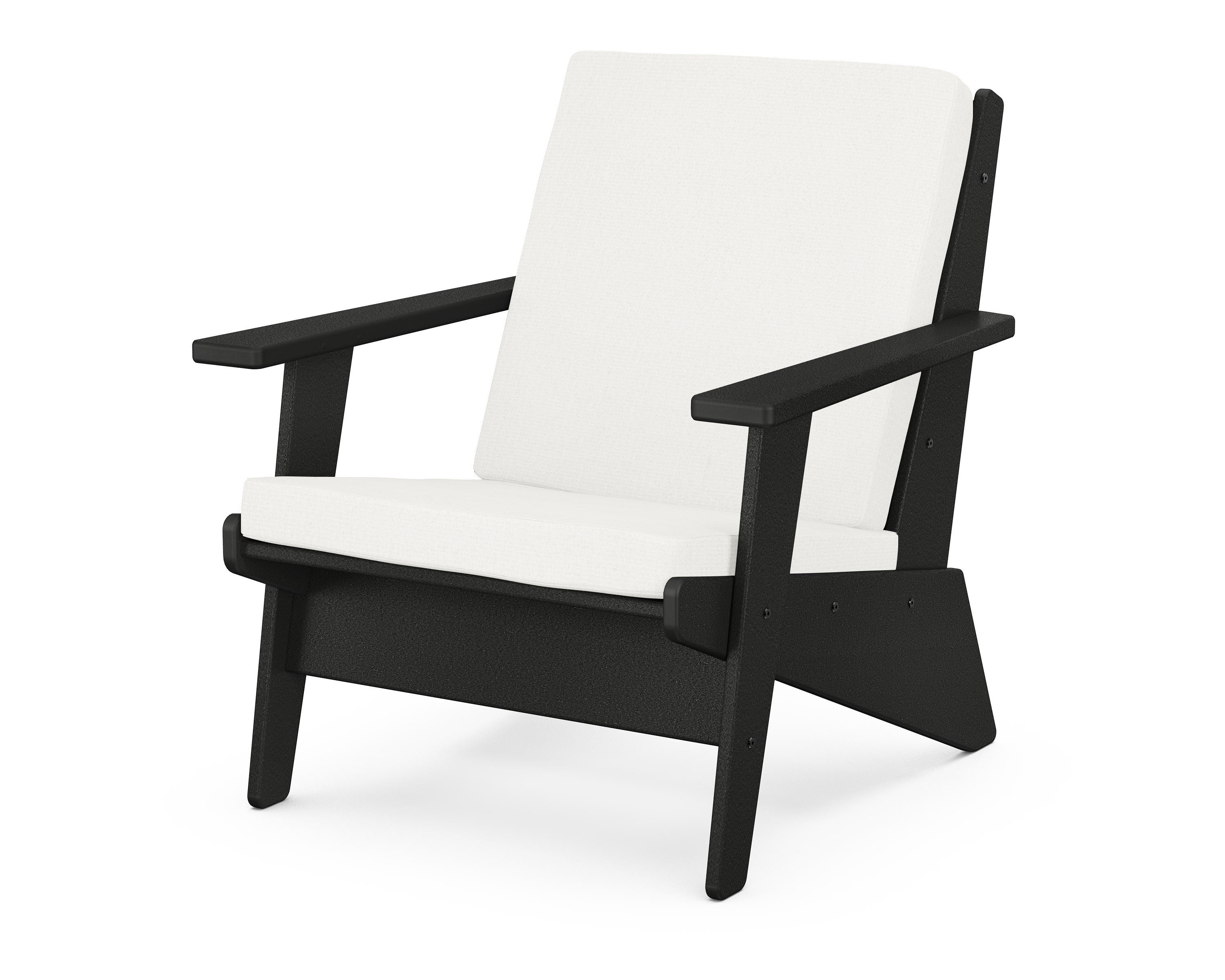 POLYWOOD® Riviera Modern Lounge Chair in Black / Natural Linen