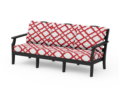 Draper James™ by  POLYWOOD® Savannah Deep Seating Sofa in Black / Trellis Crimson