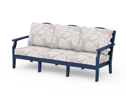 Draper James™ by  POLYWOOD® Savannah Deep Seating Sofa in Navy / Leaf Dune Burlap