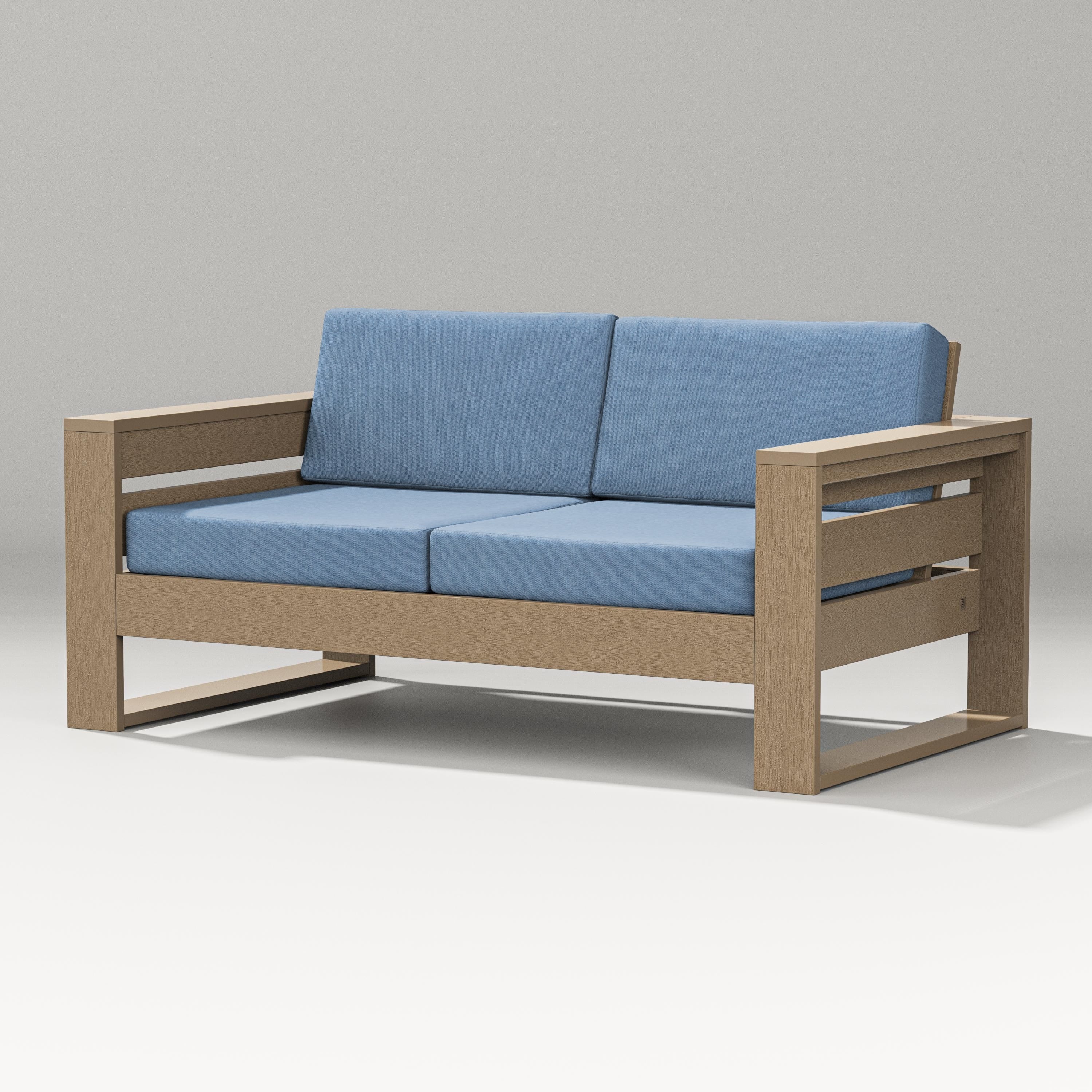 PW Designer Series Latitude Loveseat in Vintage Sahara / Sky Blue