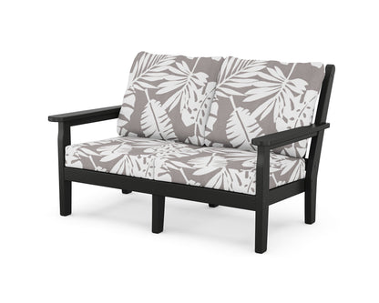 POLYWOOD® Chippendale Deep Seating Loveseat in Black / Leaf Grey Mist