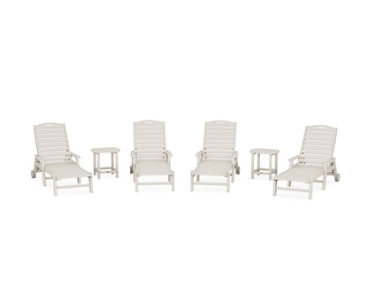 POLYWOOD® Nautical Chaise 6-Piece Set with Arms & Wheels in Sand