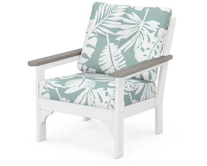 POLYWOOD® Vineyard Deep Seating Chair in White / Driftwood / Leaf Glacier Spa