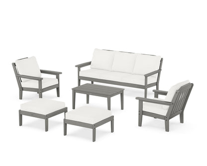 Country Living Cottage 6-Piece Lounge Sofa Set in Slate Grey / Natural Linen