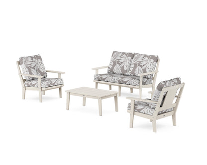 POLYWOOD® Prairie 4-Piece Deep Seating Set with Loveseat in Sand / Leaf Grey Mist