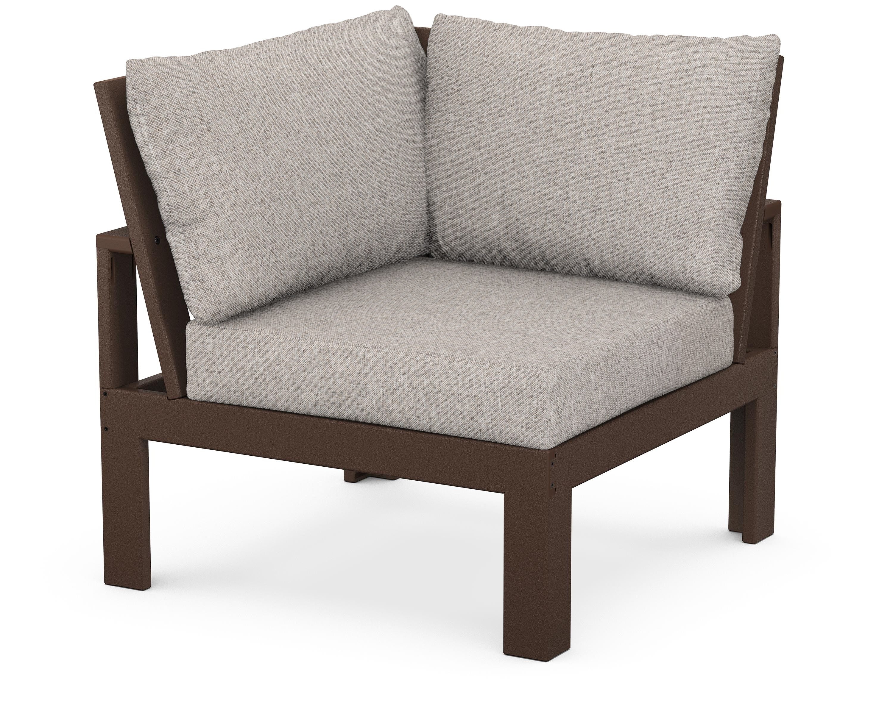 Unbranded Modular Corner Chair in Mahogany / Weathered Tweed