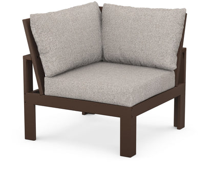 Unbranded Modular Corner Chair in Mahogany / Weathered Tweed