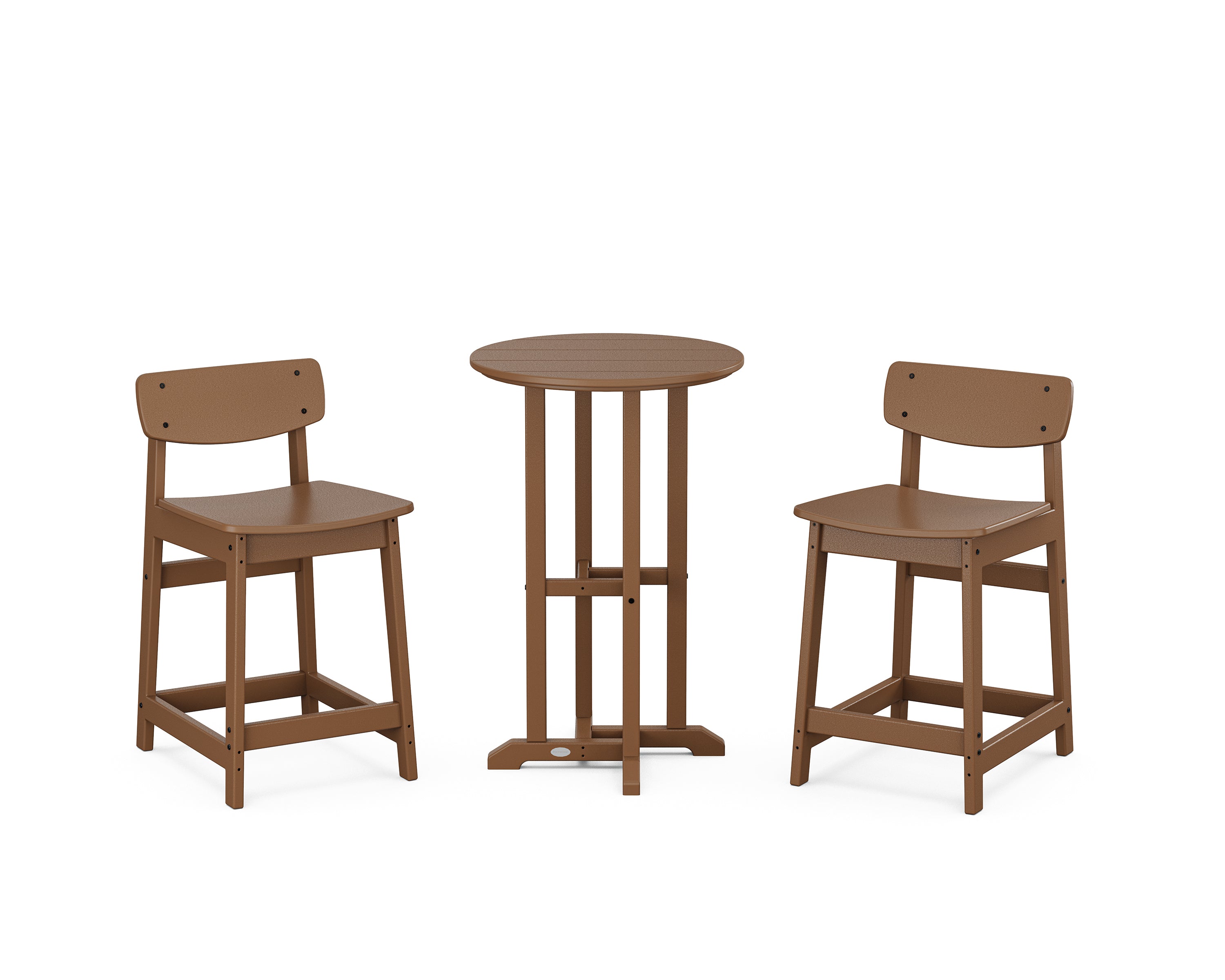 POLYWOOD® Modern Studio Urban Lowback 3-Piece Bistro Counter Set in Teak