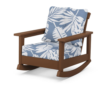 POLYWOOD® Prescott Deep Seating Rocking Chair in Teak / Leaf Sky Blue