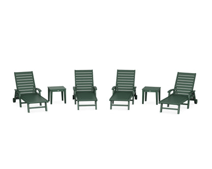 POLYWOOD® Signature Chaise 6-Piece Set with Wheels in Green