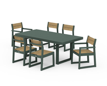 POLYWOOD® EDGE Sling 7-Piece Dining Set in Green / Burlap Sling