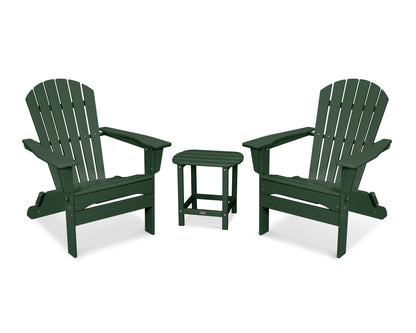 POLYWOOD® South Beach 3-Piece Folding Adirondack Set in Green