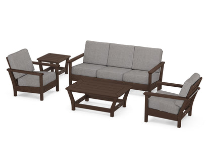 POLYWOOD® Harbour 5-Piece Deep Seating Set in Mahogany / Grey Mist