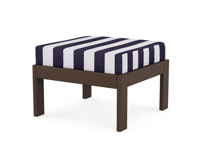 POLYWOOD® Vineyard Modular Ottoman in Mahogany / Cabana Stripe Navy