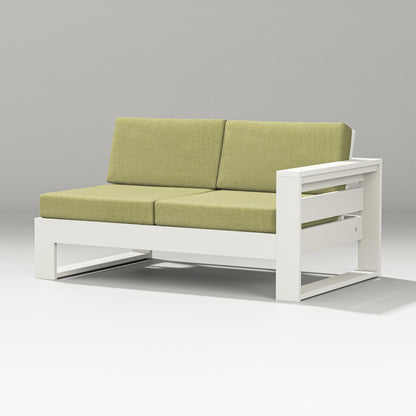 PW Designer Series Latitude Modular Right Arm Loveseat in Vintage White / Chartreuse Boucle