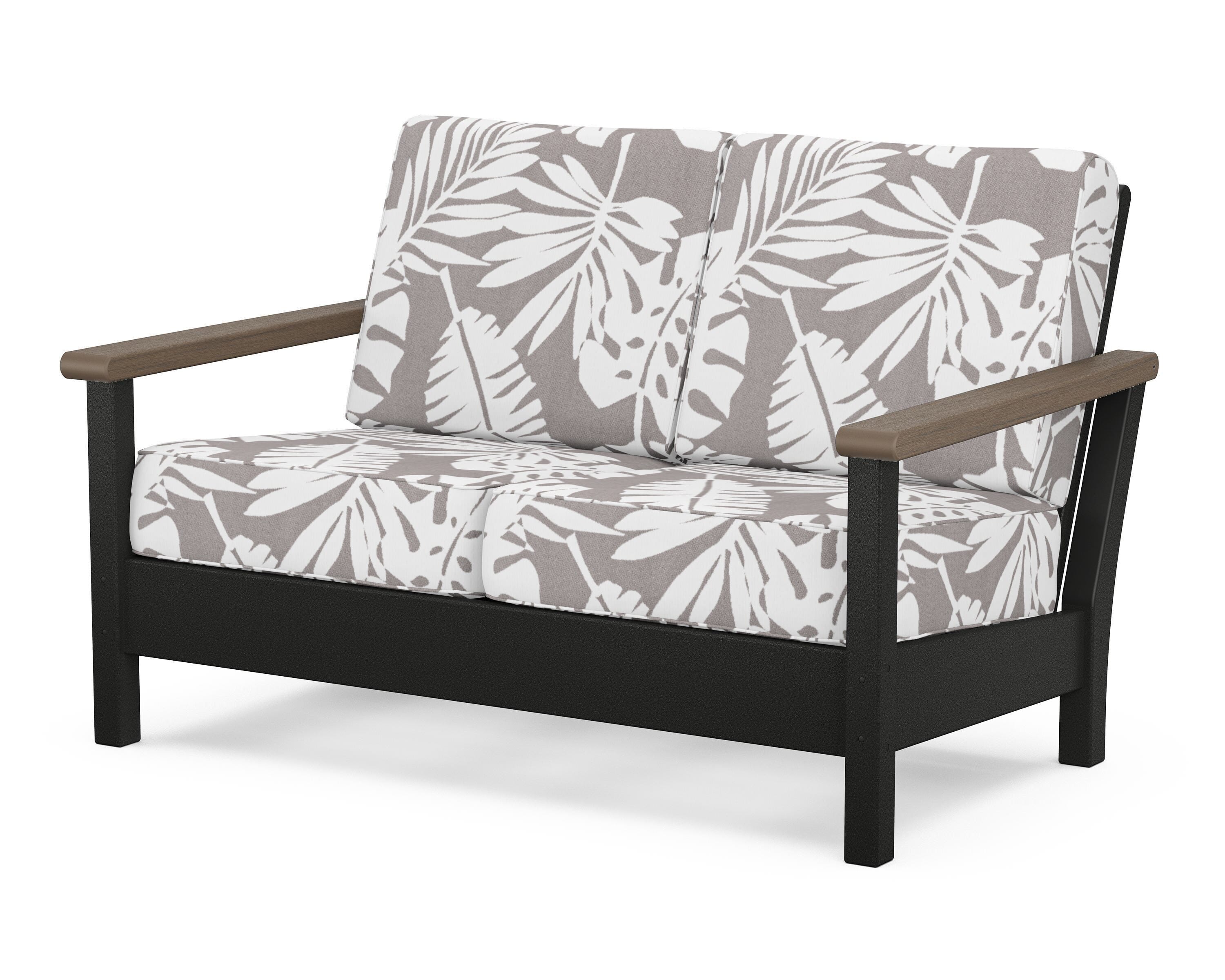 POLYWOOD® Harbour Deep Seating Loveseat in Black / Kona / Leaf Grey Mist