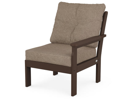 POLYWOOD® Vineyard Modular Right Arm Chair in Mahogany / Spiced Burlap