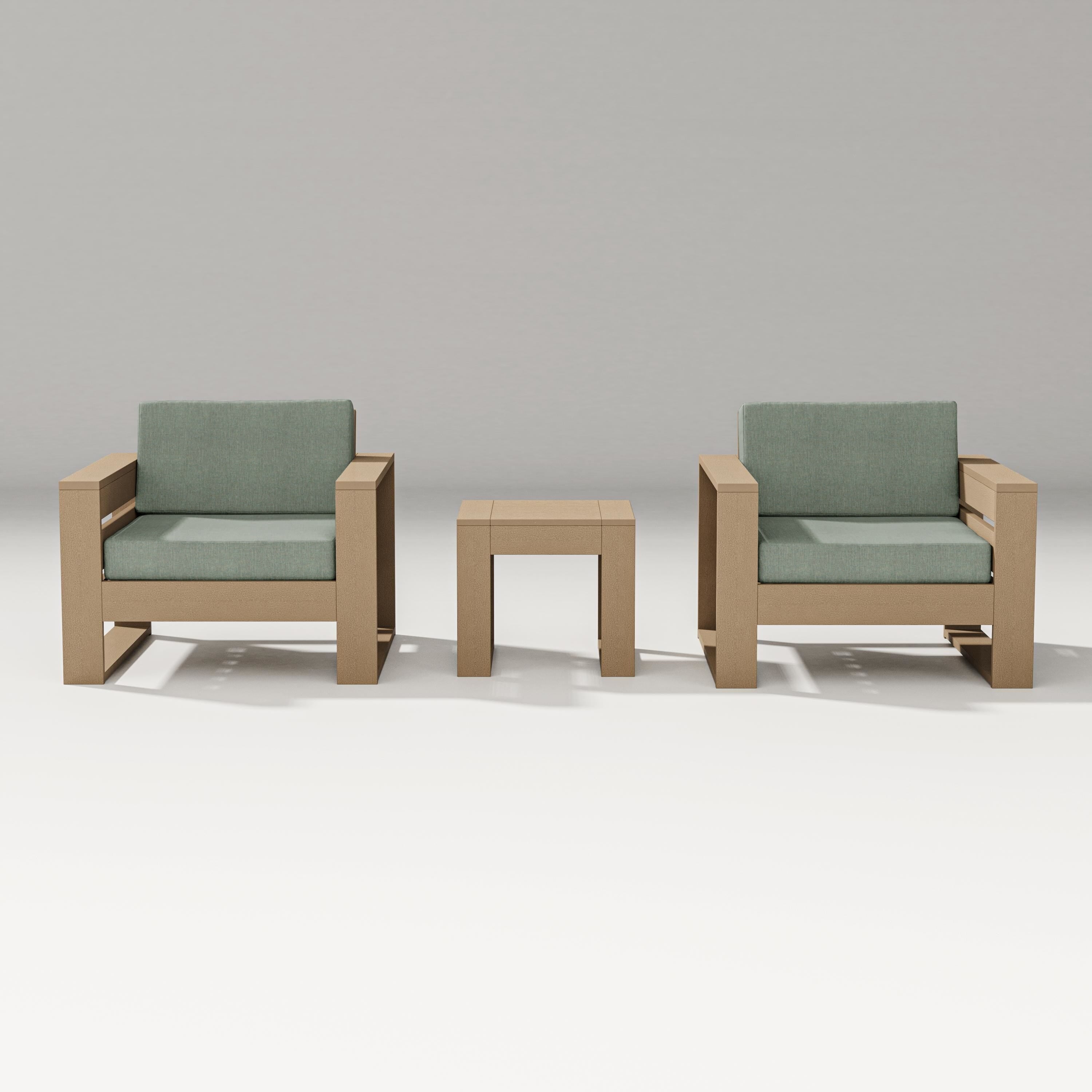 PW Designer Series Latitude 3-Piece Lounge Chair Set in Vintage Sahara / Cast Sage
