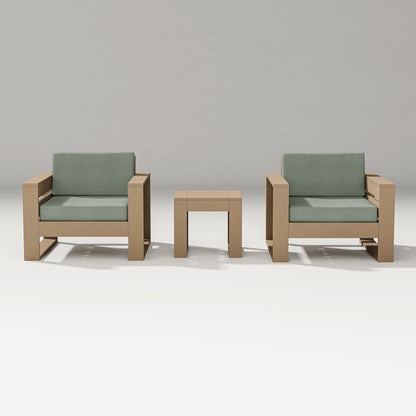 PW Designer Series Latitude 3-Piece Lounge Chair Set in Vintage Sahara / Cast Sage