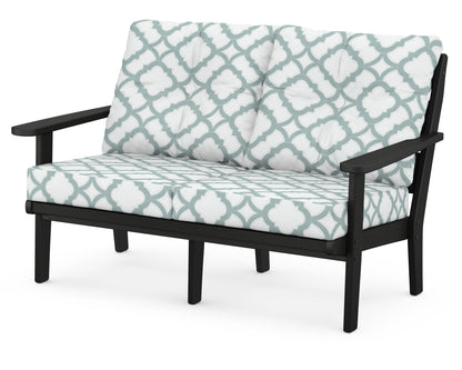 POLYWOOD® Lakeside Deep Seating Loveseat in Black / Trellis Glacier Spa