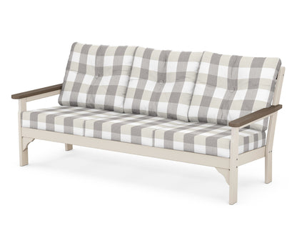POLYWOOD® Vineyard Deep Seating Sofa in Sand / Kona / Buffalo Plaid Grey Mist