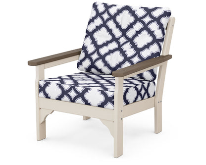 POLYWOOD® Vineyard Deep Seating Chair in Sand / Kona / Trellis Navy