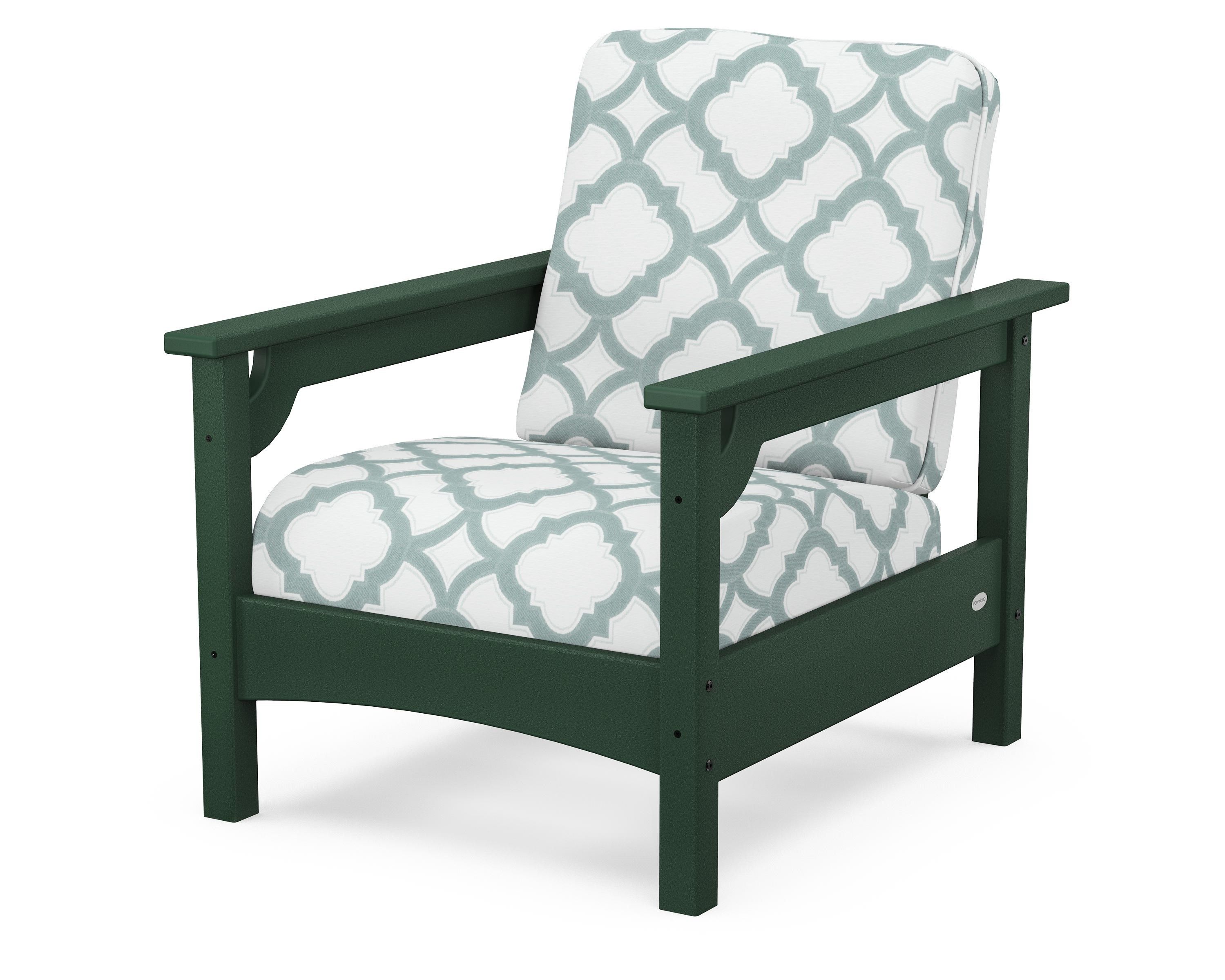 POLYWOOD® Club Chair in Green / Trellis Glacier Spa