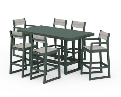 POLYWOOD® EDGE Sling 7-Piece Bar Table Set in Green / Birch Sling