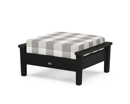 POLYWOOD® Prescott Deep Seating Ottoman in Black / Buffalo Plaid Grey Mist