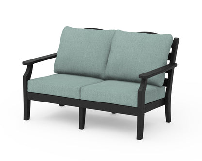 Draper James™ by  POLYWOOD® Savannah Deep Seating Loveseat in Black / Glacier Spa