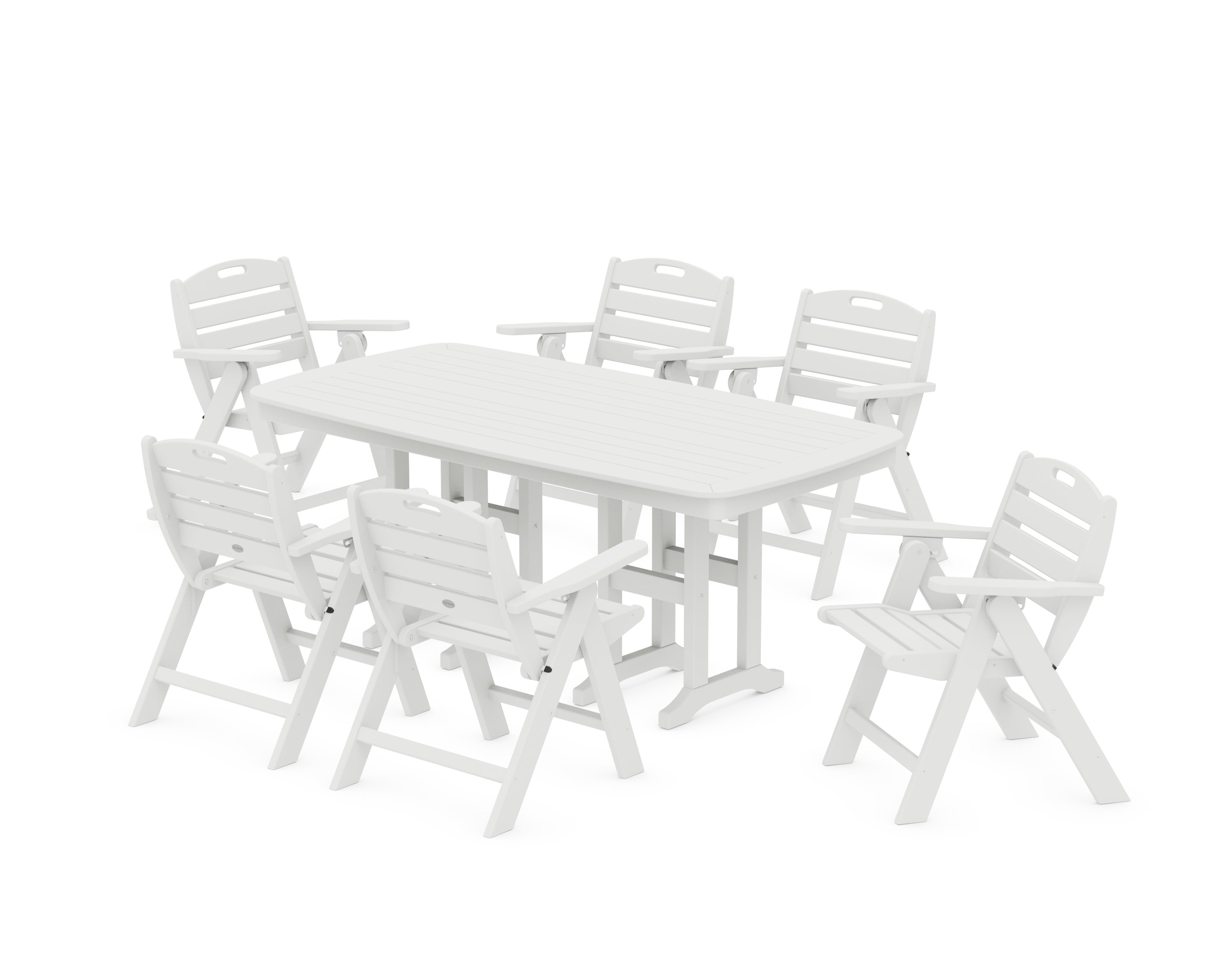 POLYWOOD® Nautical Lowback 7-Piece Dining Set in White