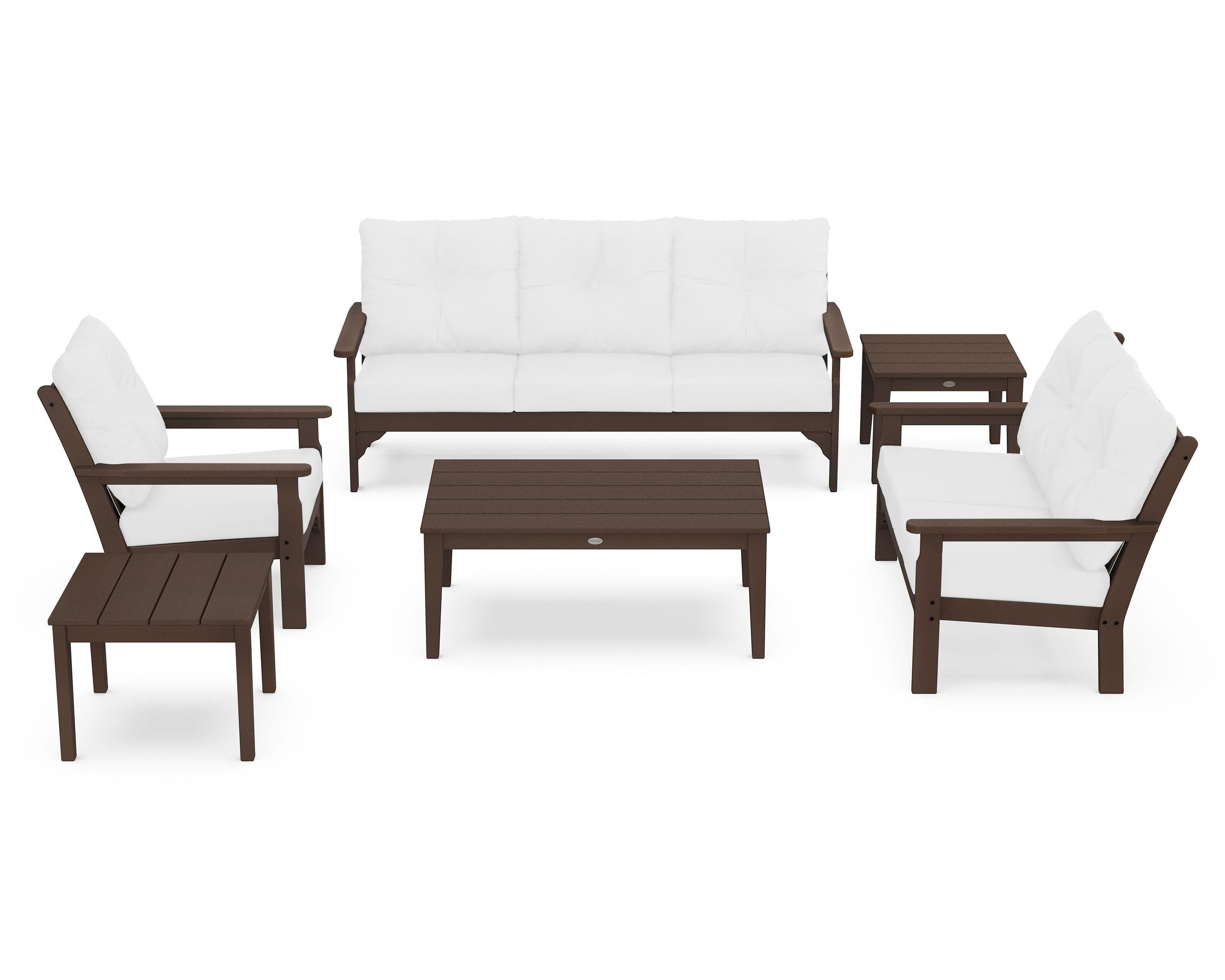 POLYWOOD® Vineyard 6-Piece Deep Seating Set in Mahogany / Natural