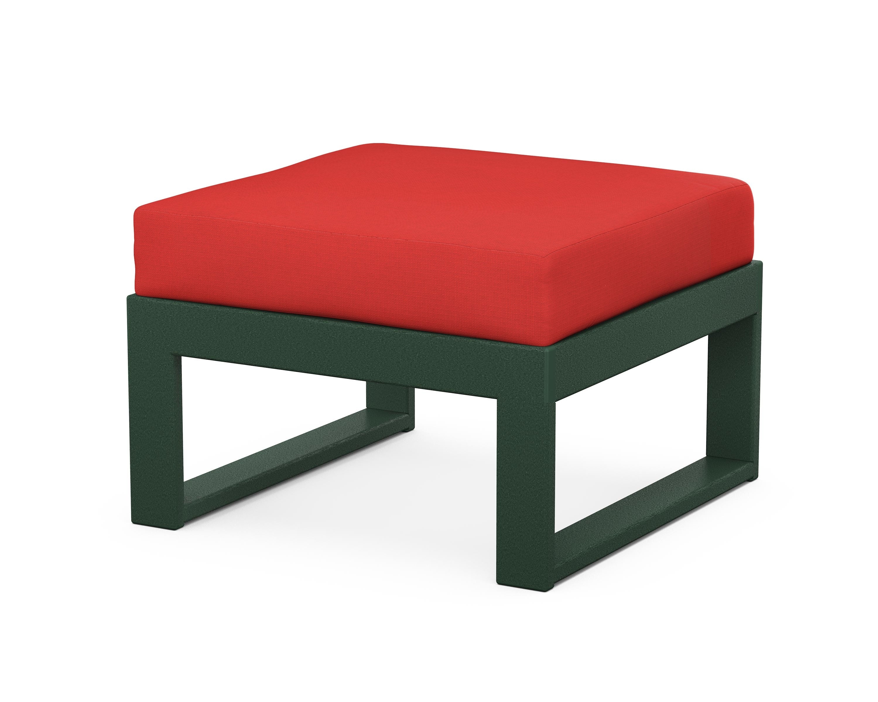 Unbranded Modular Ottoman - Modern in Green / Crimson Linen