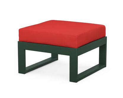 Unbranded Modular Ottoman - Modern in Green / Crimson Linen