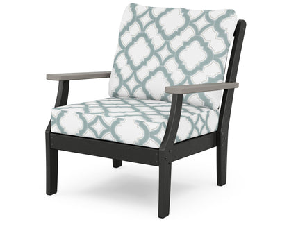 POLYWOOD® Braxton Deep Seating Chair in Black / Driftwood / Trellis Glacier Spa