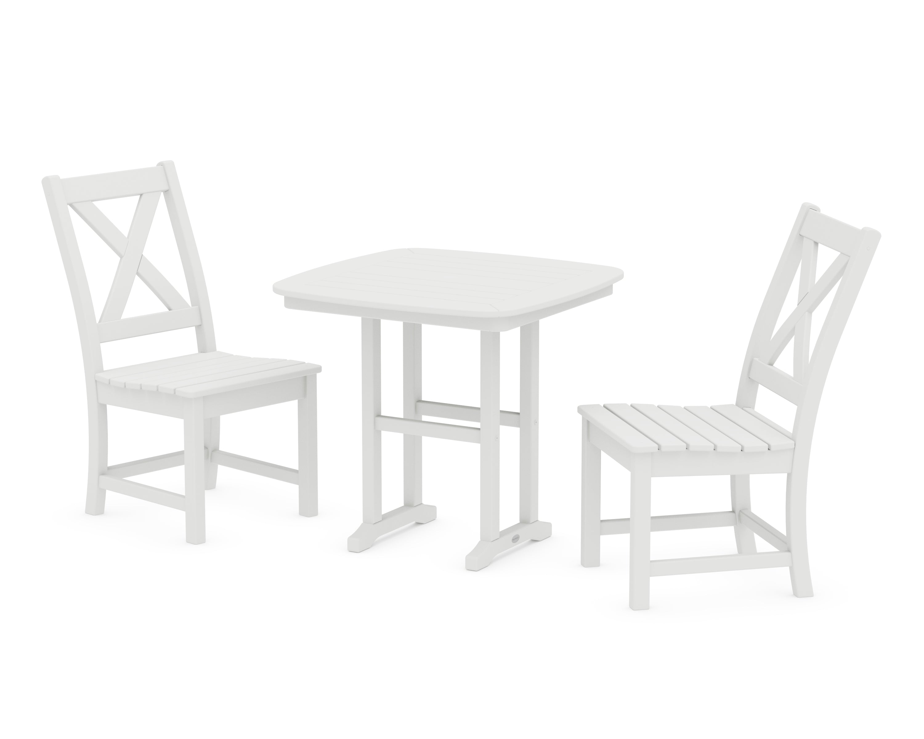 POLYWOOD® Braxton Side Chair 3-Piece Dining Set in White