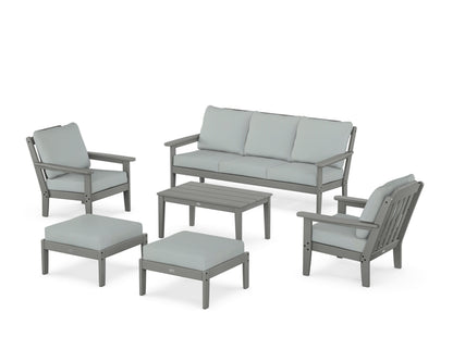 Country Living Cottage 6-Piece Lounge Sofa Set in Slate Grey / Spa
