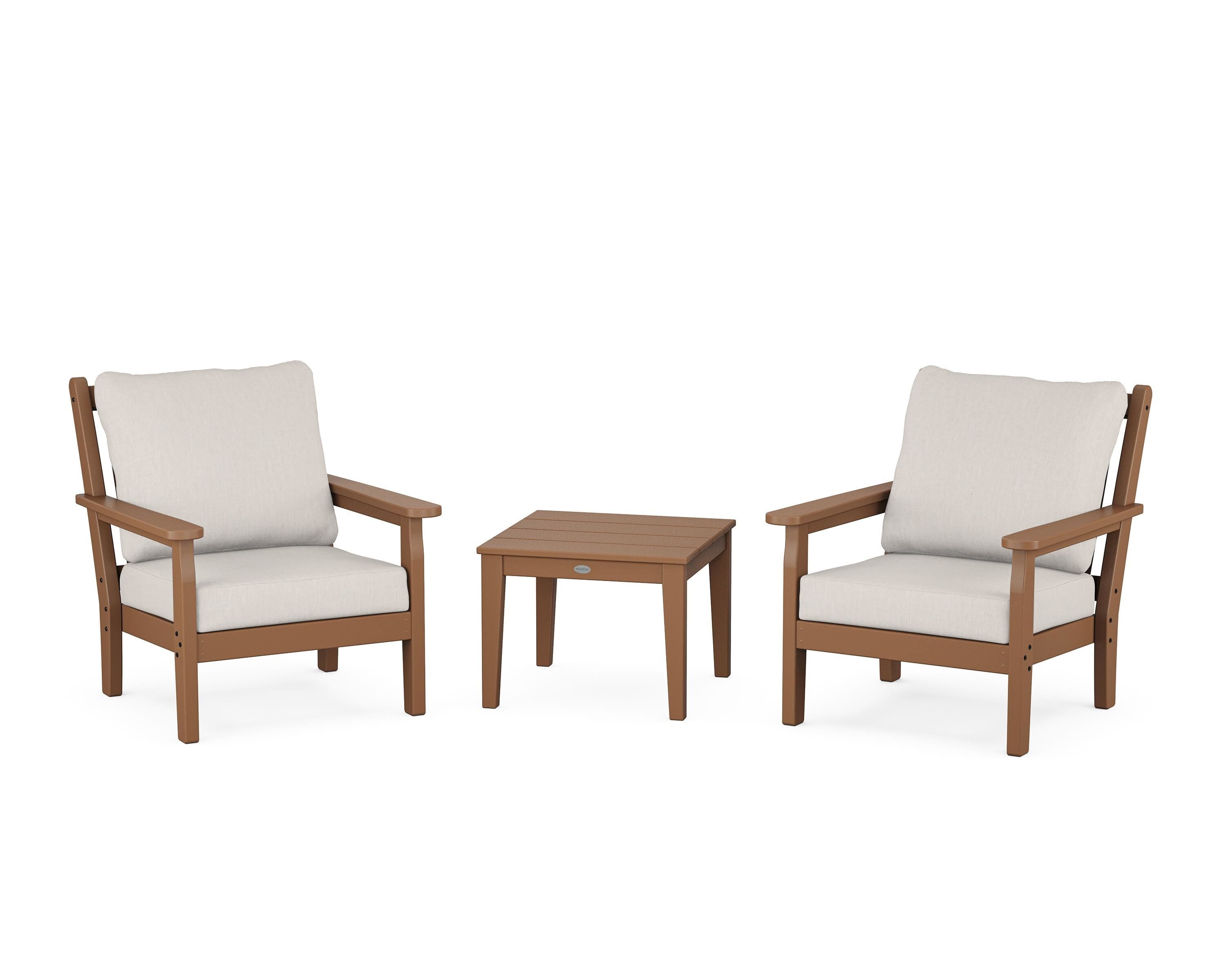 POLYWOOD® Chippendale 3-Piece Deep Seating Set in Teak / Cast Ash