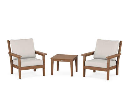 POLYWOOD® Chippendale 3-Piece Deep Seating Set in Teak / Cast Ash
