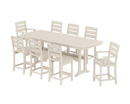 POLYWOOD® Lakeside 9-Piece Counter Set with Trestle Legs in Sand