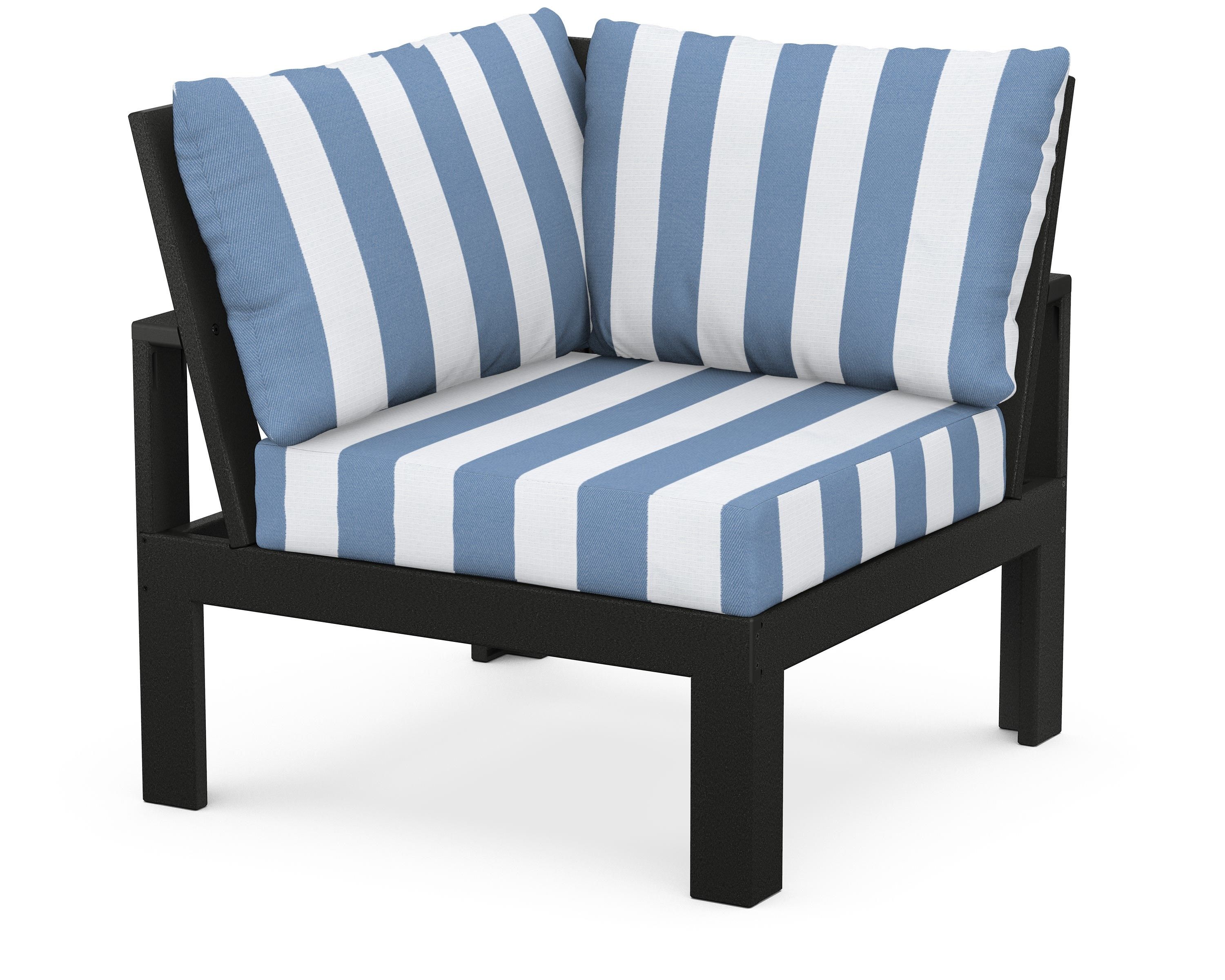 Unbranded Modular Corner Chair in Black / Cabana Stripe Sky Blue
