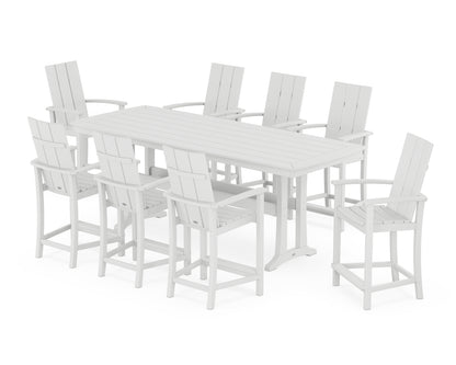 POLYWOOD® Modern Adirondack 9-Piece Counter Set with Trestle Legs in White