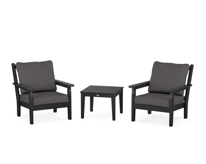 POLYWOOD® Chippendale 3-Piece Deep Seating Set in Black / Ash Charcoal