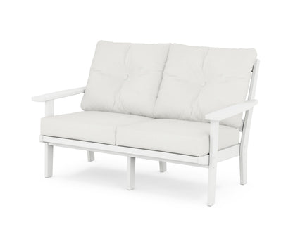 POLYWOOD® Oxford Deep Seating Loveseat in White / Natural Linen