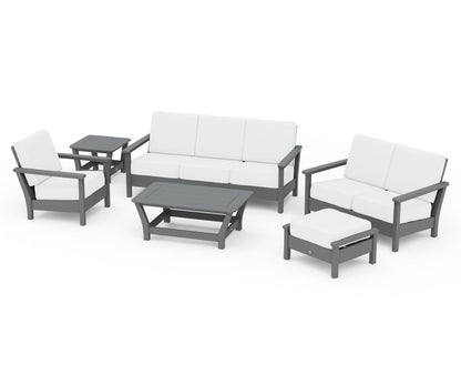 POLYWOOD® Harbour 6-Piece Outdoor Living Set in Slate Grey / Natural